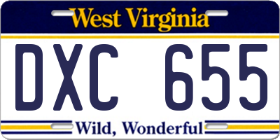 WV license plate DXC655