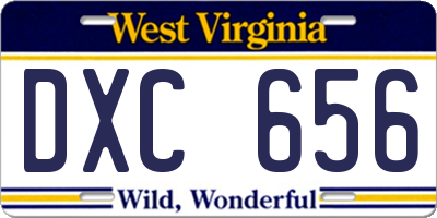 WV license plate DXC656