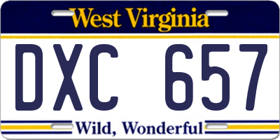WV license plate DXC657