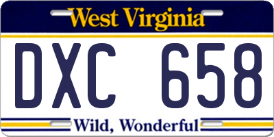 WV license plate DXC658
