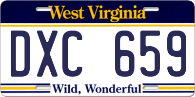 WV license plate DXC659