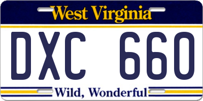 WV license plate DXC660