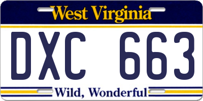 WV license plate DXC663