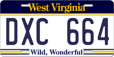 WV license plate DXC664
