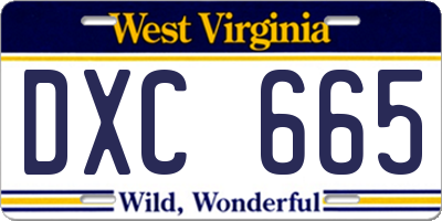 WV license plate DXC665