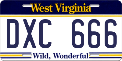 WV license plate DXC666