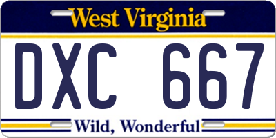 WV license plate DXC667