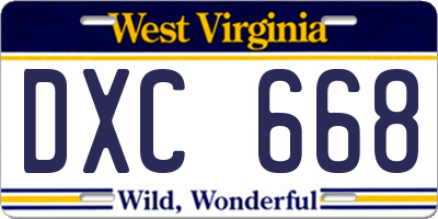 WV license plate DXC668