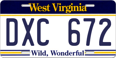 WV license plate DXC672