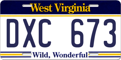 WV license plate DXC673