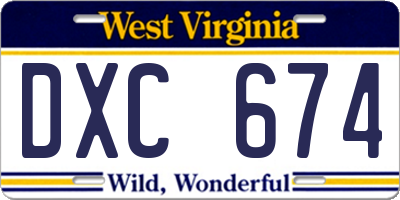 WV license plate DXC674