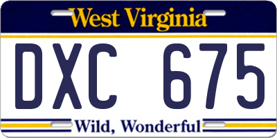 WV license plate DXC675