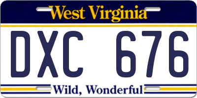 WV license plate DXC676