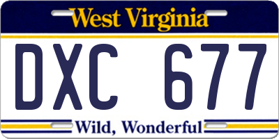 WV license plate DXC677