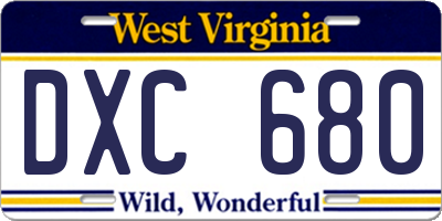 WV license plate DXC680