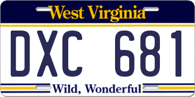 WV license plate DXC681