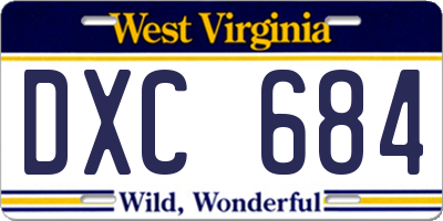 WV license plate DXC684
