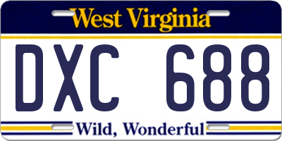 WV license plate DXC688