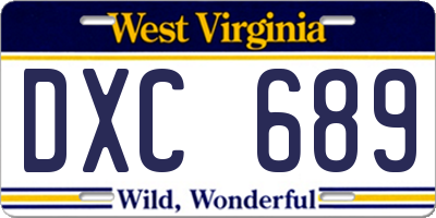 WV license plate DXC689