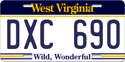 WV license plate DXC690