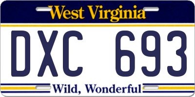 WV license plate DXC693