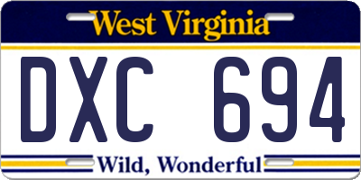 WV license plate DXC694