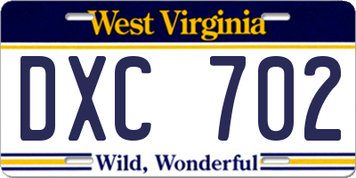 WV license plate DXC702
