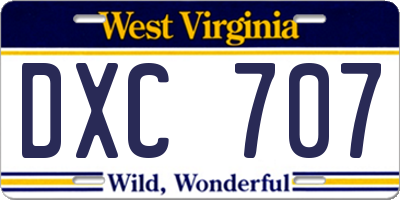 WV license plate DXC707