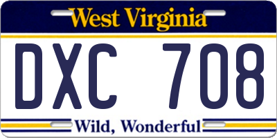 WV license plate DXC708