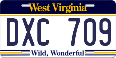 WV license plate DXC709