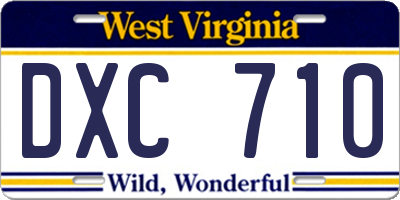WV license plate DXC710