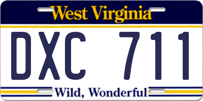 WV license plate DXC711