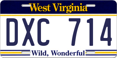 WV license plate DXC714