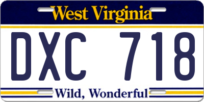 WV license plate DXC718