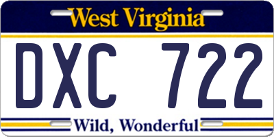 WV license plate DXC722