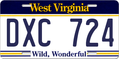 WV license plate DXC724