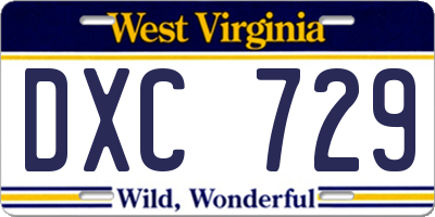 WV license plate DXC729