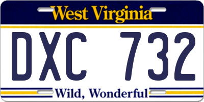 WV license plate DXC732