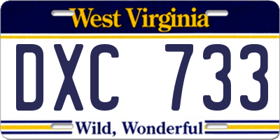 WV license plate DXC733