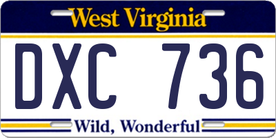 WV license plate DXC736