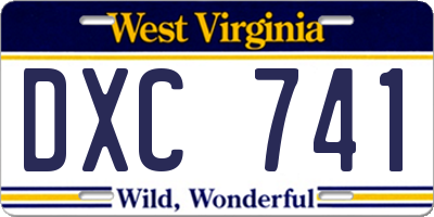 WV license plate DXC741