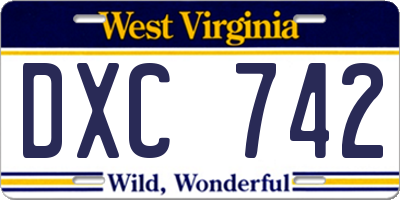 WV license plate DXC742