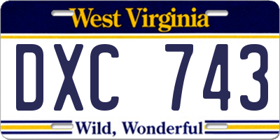 WV license plate DXC743