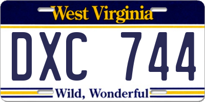 WV license plate DXC744