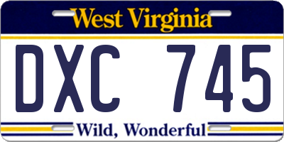 WV license plate DXC745