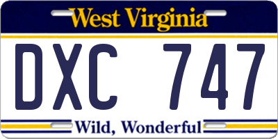 WV license plate DXC747