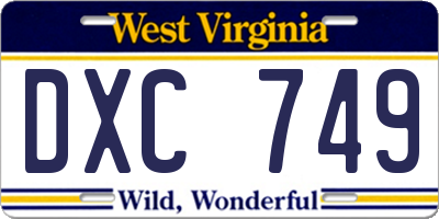 WV license plate DXC749