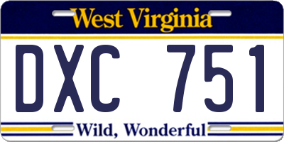 WV license plate DXC751