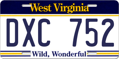 WV license plate DXC752