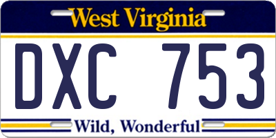 WV license plate DXC753